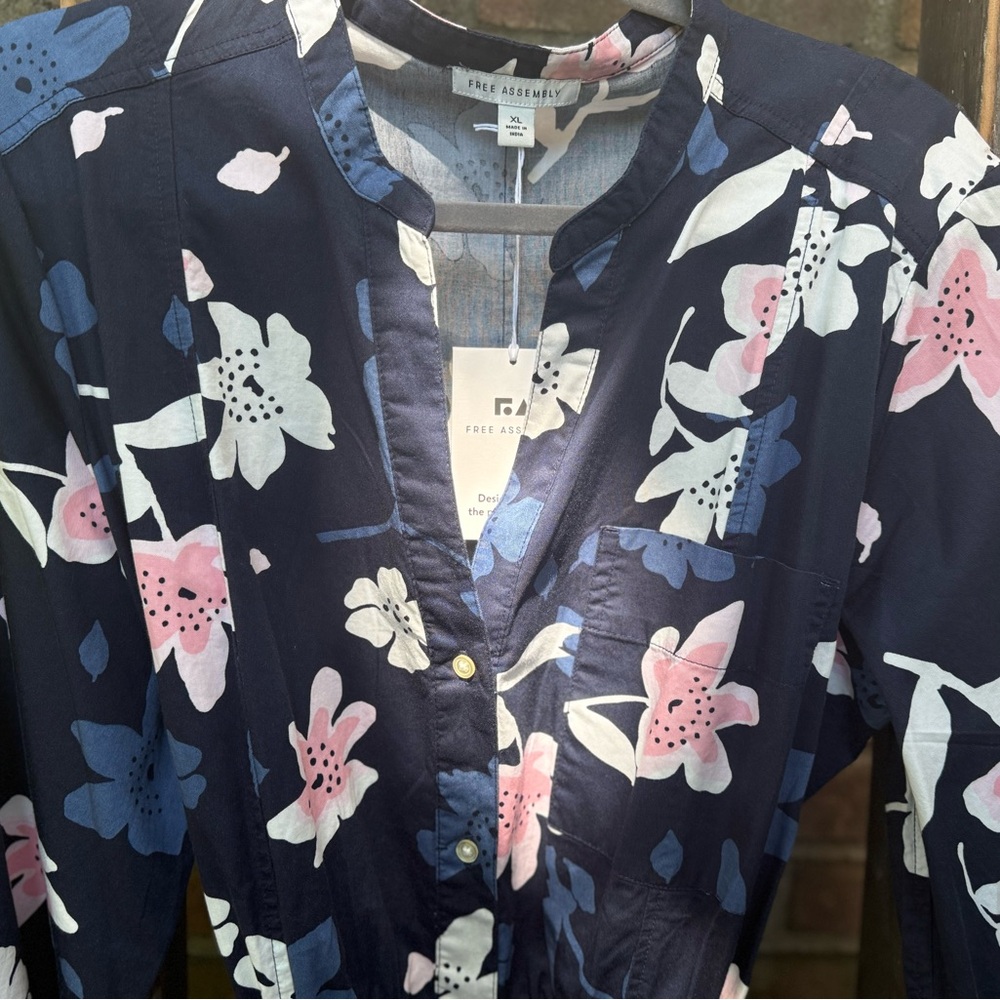 Free Assembly Women's Belted Midi Dress, Floral Long Sleeve Size XL - Picture 15 of 16